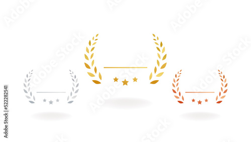 set of gold silver and bronze medals flat icons / award / prize / rank / ranking 