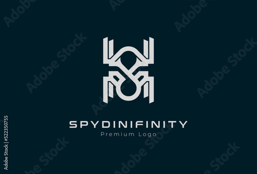 Spider technology Logo design, infinity icon with spider combination, usable for technology, brand and company logo, flat design logo template element