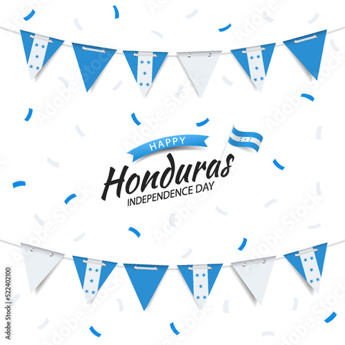 Vector Illustration of Honduras Independence Day. Garland with the flag of Honduras on a white background. 