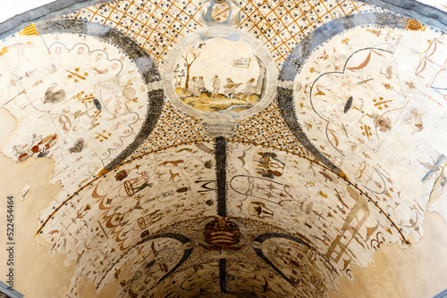 Rich decorated interior of la Volta Pinta in Assisi, Umbria, Italy
