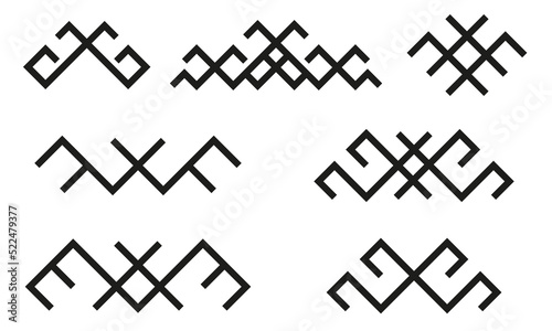 Set of ethnic Baltic Folk traditional symbols, Scandinavian patterns