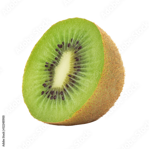 Slice ripe kiwi fruit, Cutout.