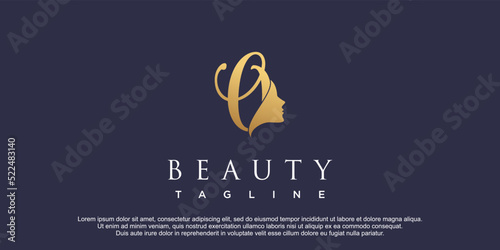 Letter o with beauty concept logo design premium vector