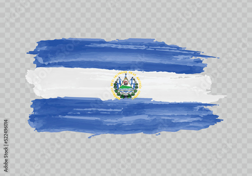 Watercolor painting flag of El Salvador