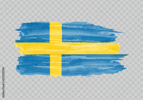 Watercolor painting flag of Sweden