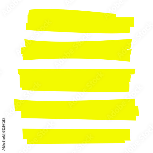 Highlight brush underline yellow pastel colored marker pen. Contour highlighter bright yellow color set. Vector stock