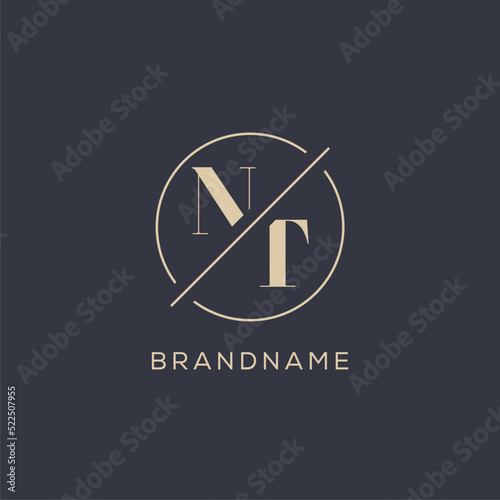 Initial letter NT logo with simple circle line, Elegant look monogram logo style