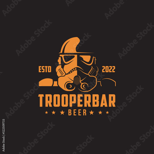 Trooper helmet bar tap house retro logo design