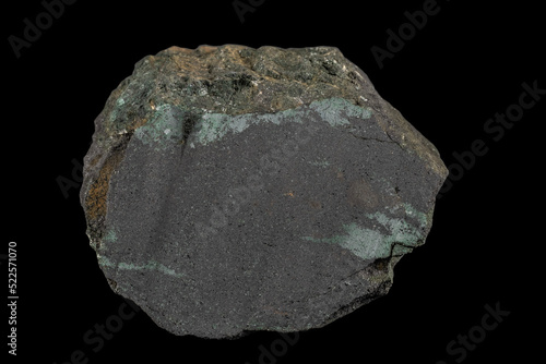 Massive magnetite enclosed by tremolite