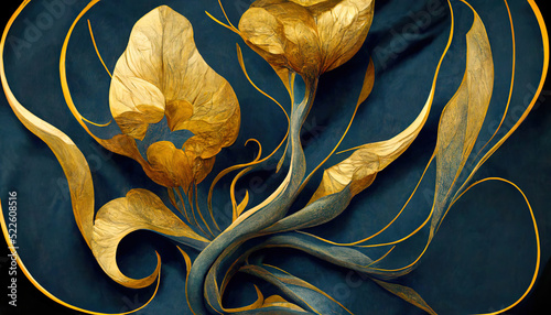 Elegant floral background in Art Nouveau style. Retro decorative flower design. Digital illustration