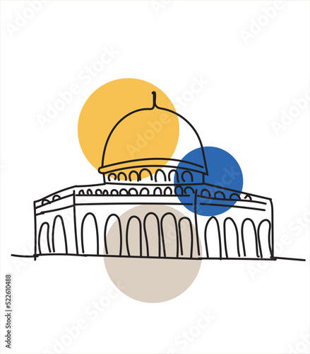 Al- Aqsa Minimal hand drawing vector with geometric shapes and stripes. Palestine masjid aqsa 
