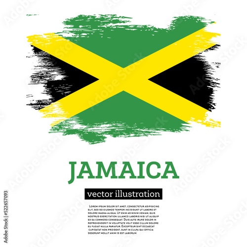 Jamaica Flag with Brush Strokes. Independence Day.