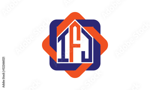 IFJ three letter real estate logo with home icon logo design vector template | construction logo | housing logo | engineering logo | initial letter logo | minimalist logo | property logo |