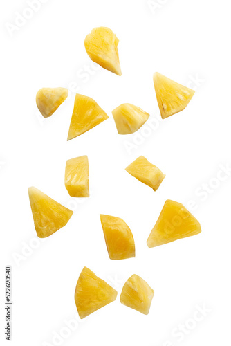 Falling pineapple slices cutout, Png file.