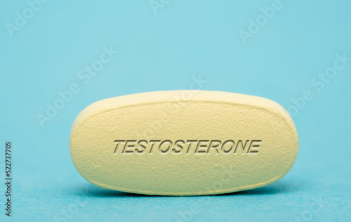Testosterone Pharmaceutical medicine pills tablet Copy space. Medical concepts.