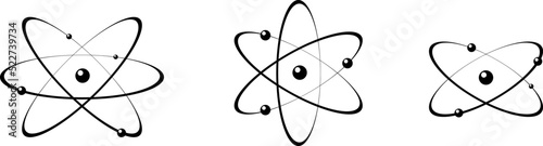 Atom icon in flat design. Molecule symbol or atom symbol isolated on white background.