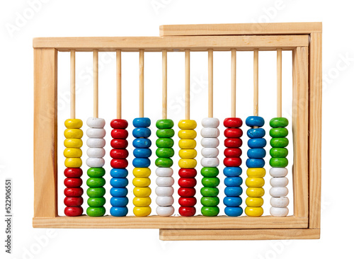 School abacus isolated transparent background. Basic Maths tool for kids top view . PNG