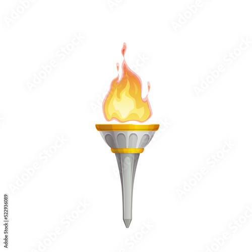 Cartoon medieval vector torch game asset, flambeau