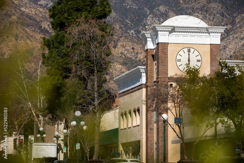 Afternoon view of the downtown urban core of Monrovia, California, USA.