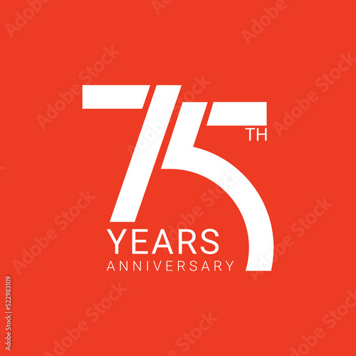 75, 75th Years Anniversary Logo, Golden Color, Vector Template Design element for birthday, invitation, wedding, jubilee and greeting card illustration.
