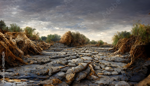 Drought causes a river to dry up