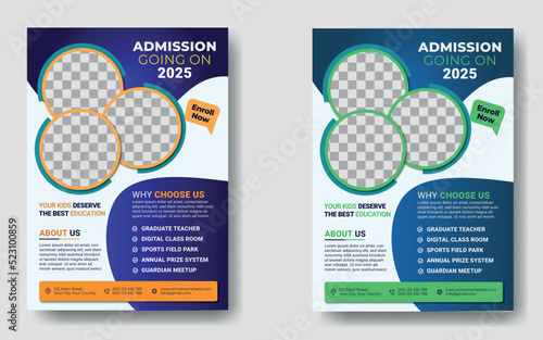 School admission flyer template design. Kids school design for poster, and banner. Education flyer vector template.