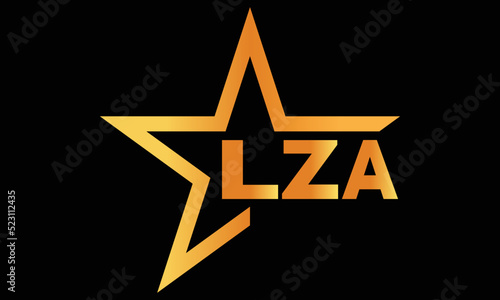 LZA golden luxury star icon three letter logo design vector template. royal logo | luxury logo | jewelry logo | premium logo | iconic logo | Victoria logo |