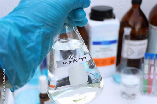 formaldehyde in glass, chemical in the laboratory