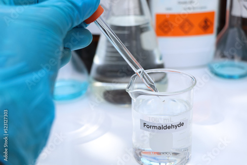 formaldehyde in glass, chemical in the laboratory