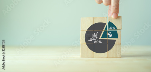 80-20 rule, Pareto principle concept. 80% of outcomes (or outputs) result from 20%. Determining how to best allocate time, money, resources and prioritize activities for enhanching productivity.