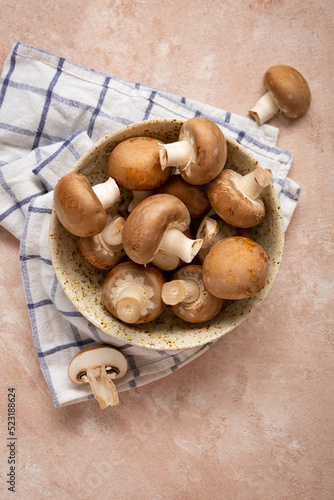 Mushrooms in bowl boletus campignon vegan food porcini top