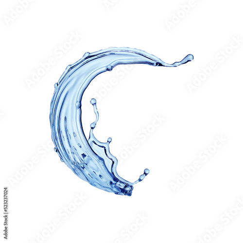 3d render, blue wave, water wavy splash clip art isolated on transparent background. Natural splashing liquid shape