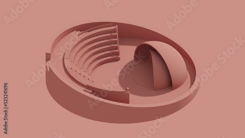 3d rendering amphitheater isolated red isometric 