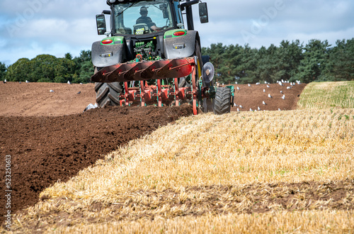  A tractor ploughing in the Scottish Borders