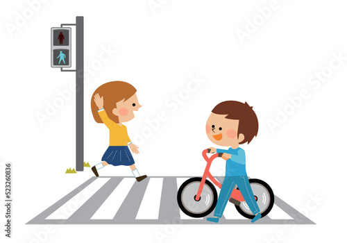 交通安全 横断歩道を渡る自転車 