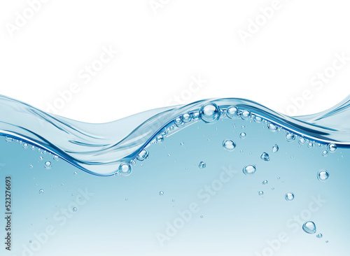 Blue liquid water splash with bubble transparent background