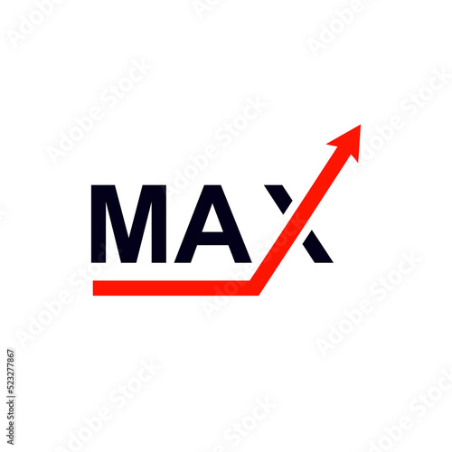 Maximum symbol and arrow. Max minimal logo design vector.