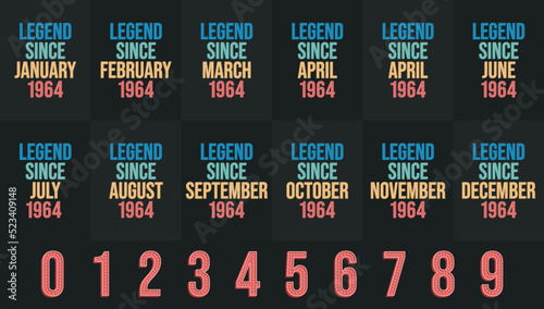 Legend since 1964 all month includes. Born in 1964 birthday design bundle for January to December