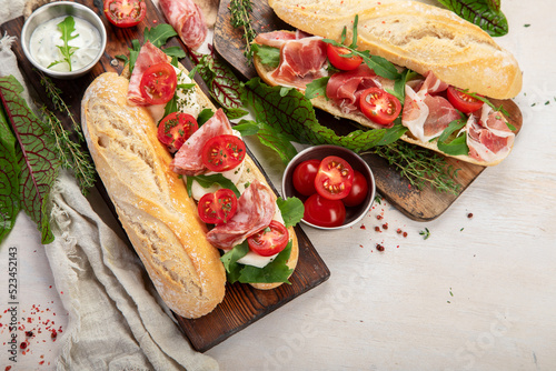 Fresh baguette sandwiches.