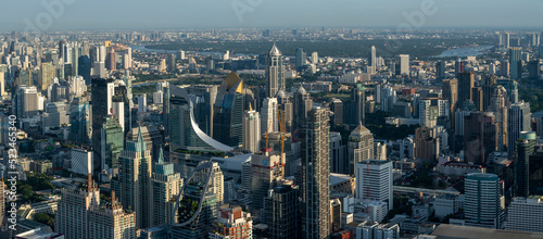Aerial view point of Bangkok city and Highway