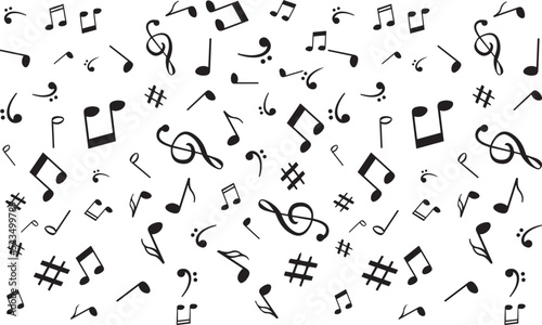 abstract music notes seamless background, music background
