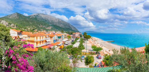 Landscape with Poros town, Kefalonia island, Greece