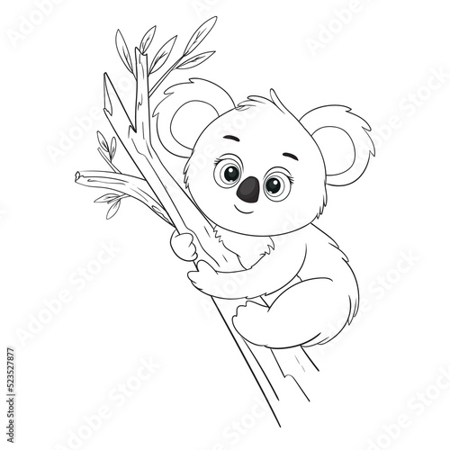 coloring pages or books for kids. cute koala cartoon. vector illustration