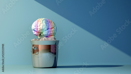 colorful brain in a bucket of ice