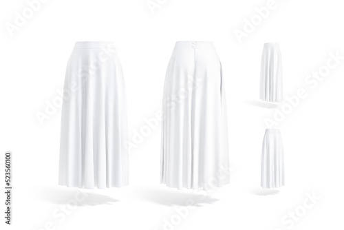 Blank white women maxi skirt mockup, different views