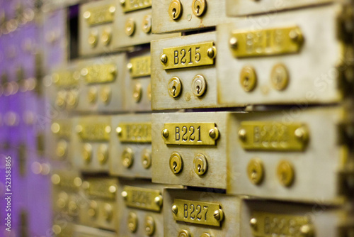 close up of a bank vault box