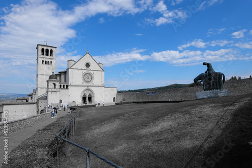 Basilica of Saint Francis of Assisi (basilica di San Francesco in Assisi) Italian gothic styled church in the ancient town of Assisi, Umbria, Italy 