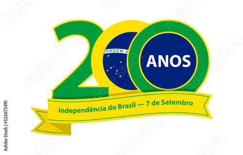 7 de setembro ilustração do dia da independência do brasil com bandeira nacional