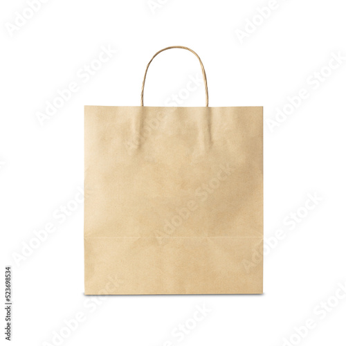 Brown paper shopping bag cutout, Png file.