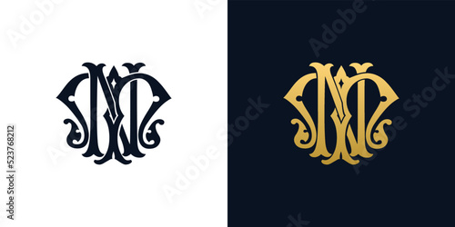 Decorative Vintage Initial letters MN monogram. Suitable for tattoo studio, salon, boutique, hotel, college, retro, interlock style